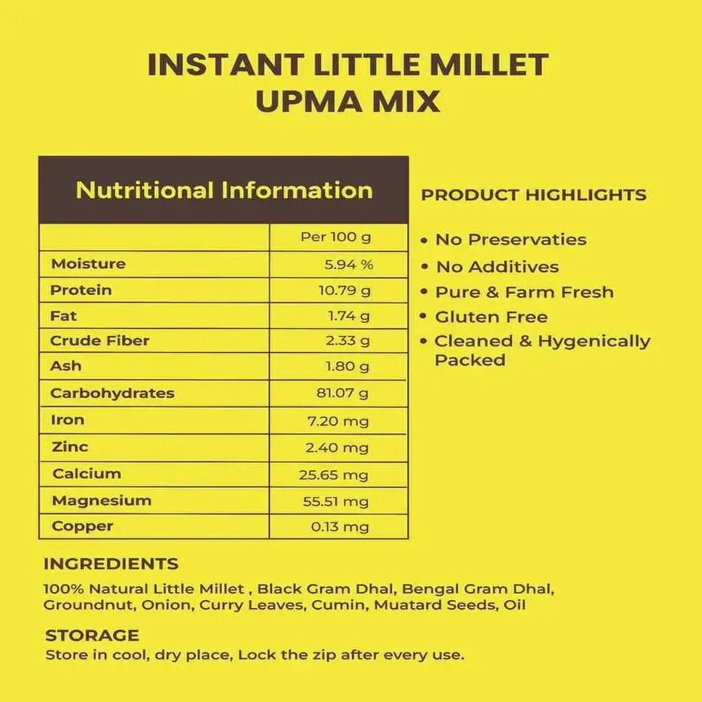 InstantLittleMilletUpmamixNutritiontable