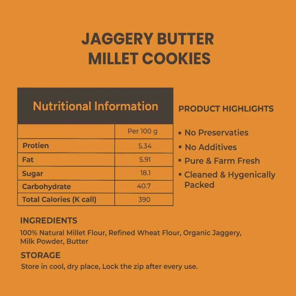 JaggeryButterMilletCookiesNutritionTable