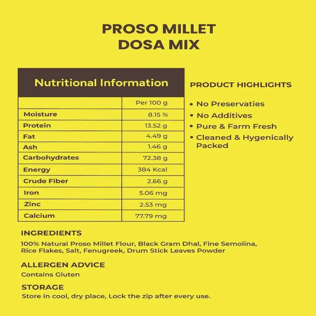 ProsoMilletDosamixNutritiontable